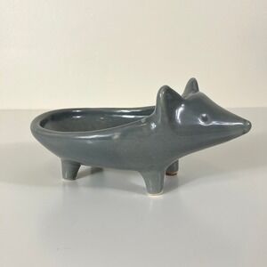 West Elm Hedgehog Succulent Animal Ceramic Planter Dish Gray